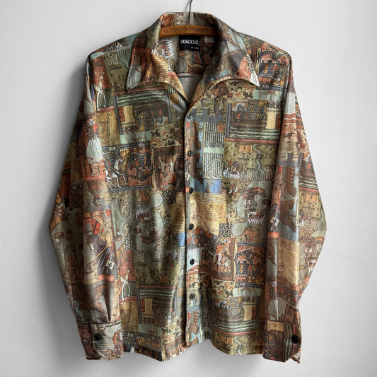 1970s Medieval Crusades Artwork Print Sport Shirt