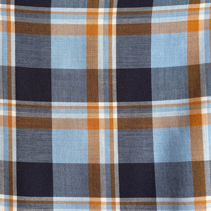 1970s Blue & Orange Plaid Sport Shirt