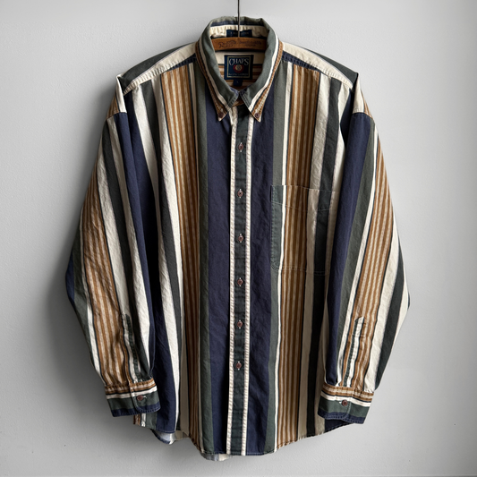1990s Multi Color Striped Button Down Shirt