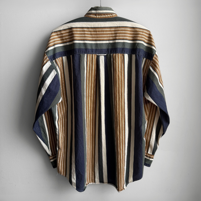 1990s Multi Color Striped Button Down Shirt