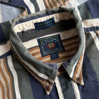 1990s Multi Color Striped Button Down Shirt