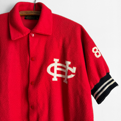 1960s Holy Cross College Red Fleece Warm-Up Jacket