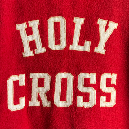 1960s Holy Cross College Red Fleece Warm-Up Jacket