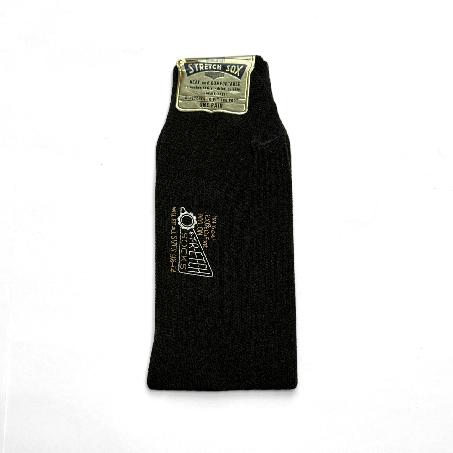 1950s Black Nylon Knit Stretch Socks