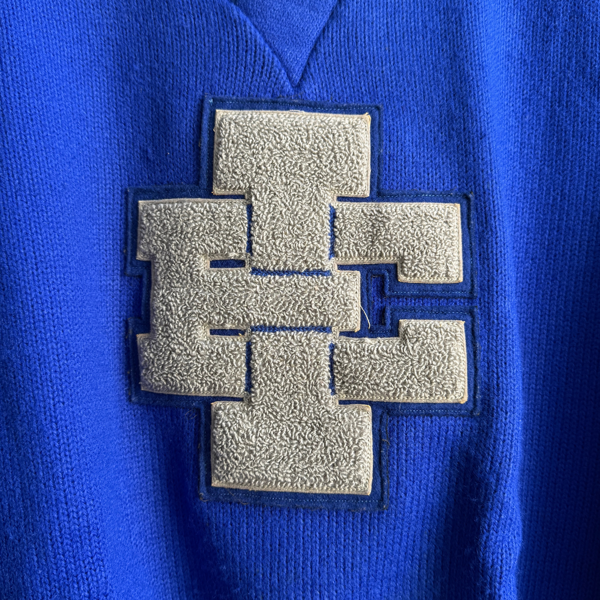 1960s Royal Blue V-Neck Letterman Sweater