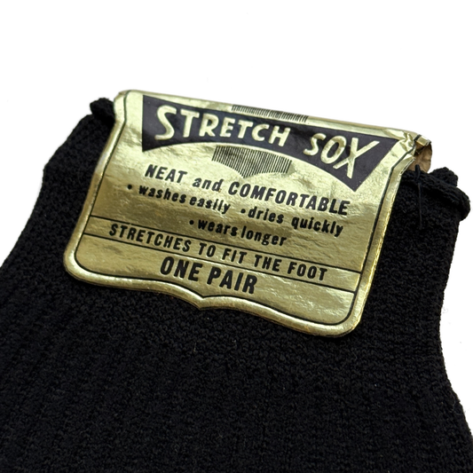 1950s Black Nylon Knit Stretch Socks