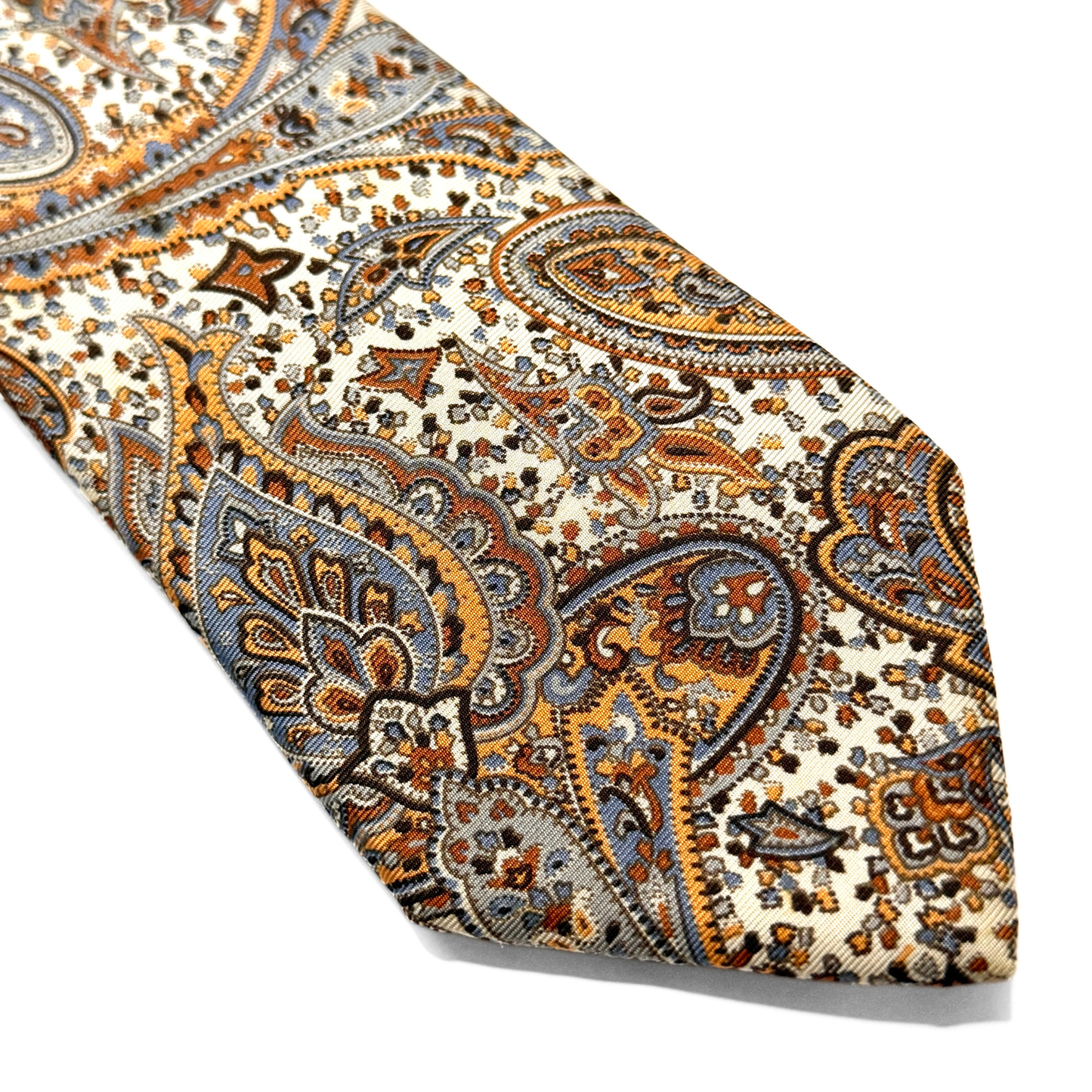 1990s Orange & Gold Paisley Silk Tie