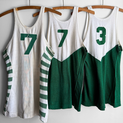 1940s Electric Green & White Basketball Jersey Set