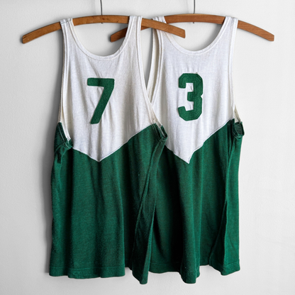1940s Electric Green & White Basketball Jersey Set