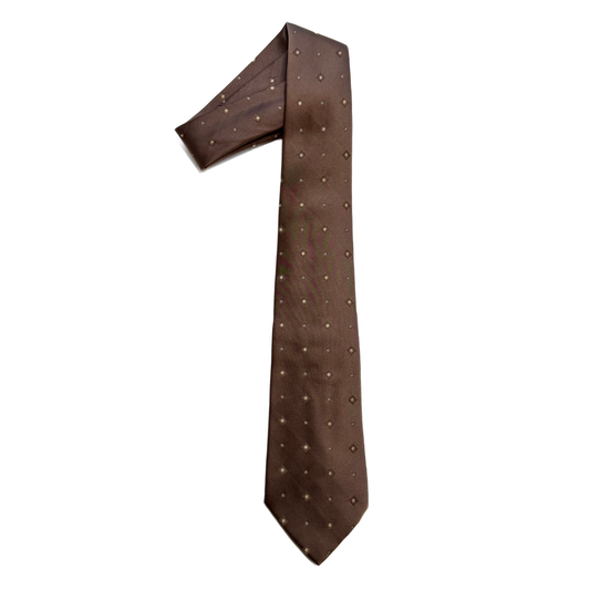 1970s Brown Dot Print Silk Tie