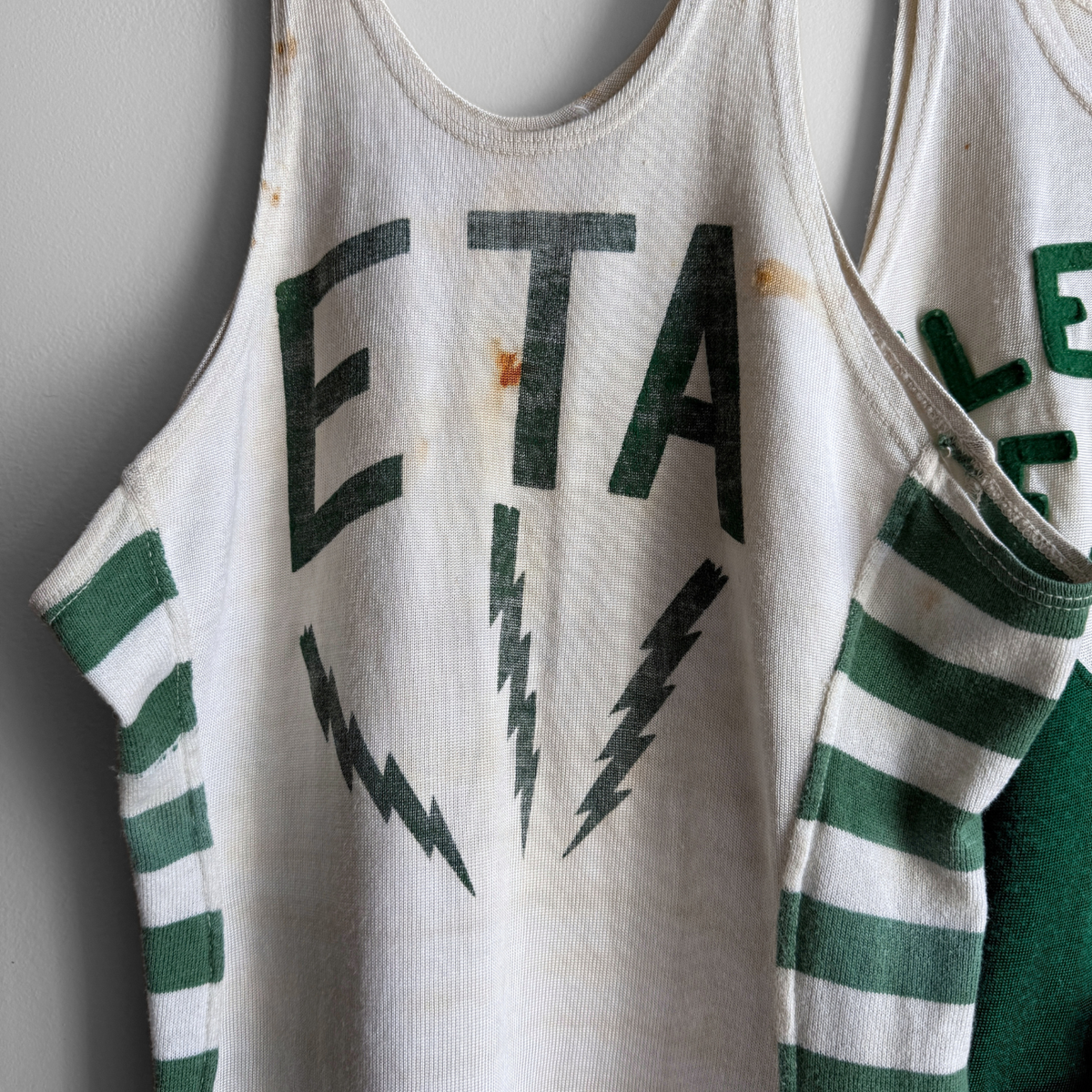 1940s Electric Green & White Basketball Jersey Set