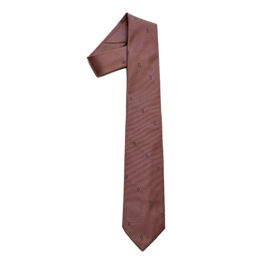 1970s Mauve Paisley Print Silk Tie