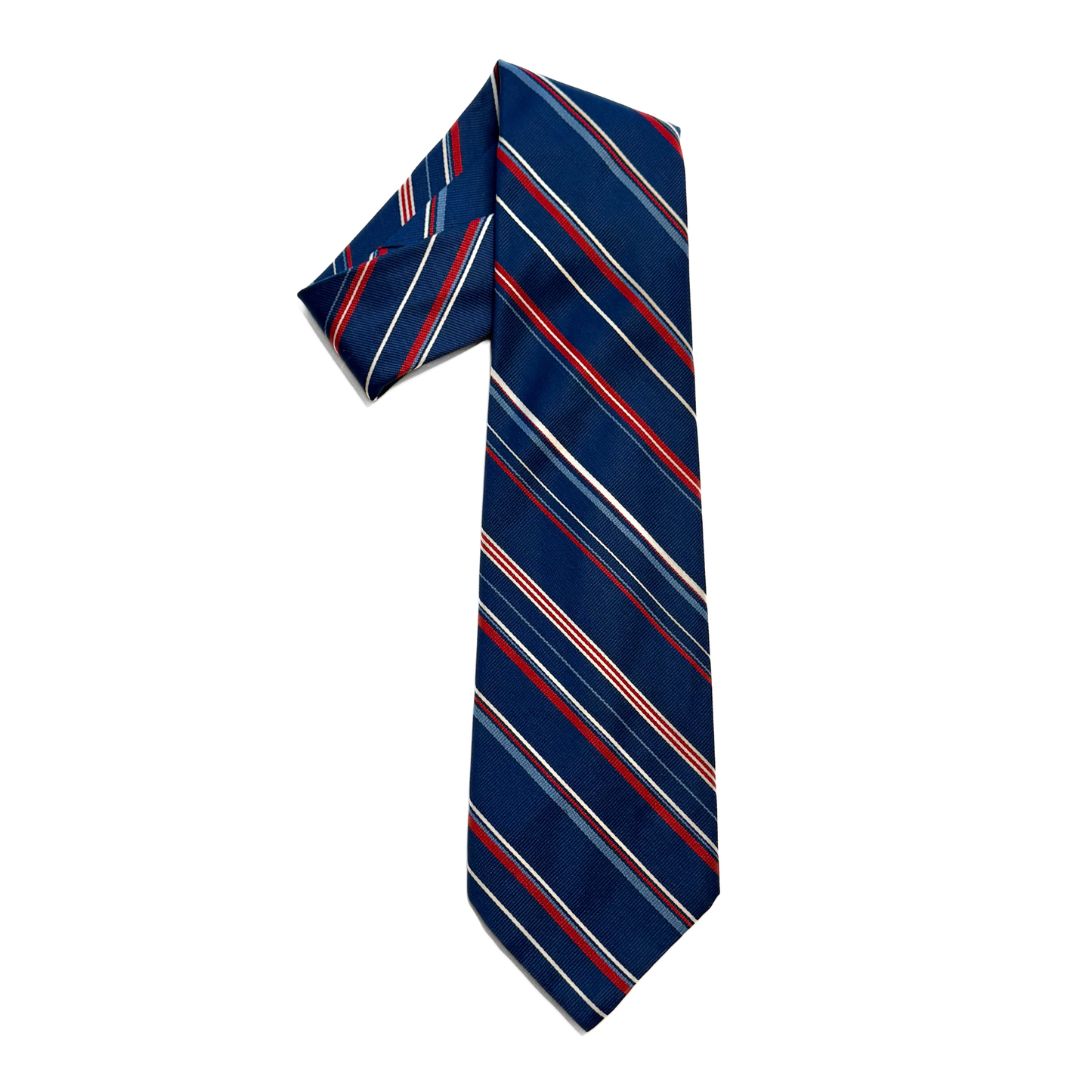 1970s Blue & Red Striped Silk Tie