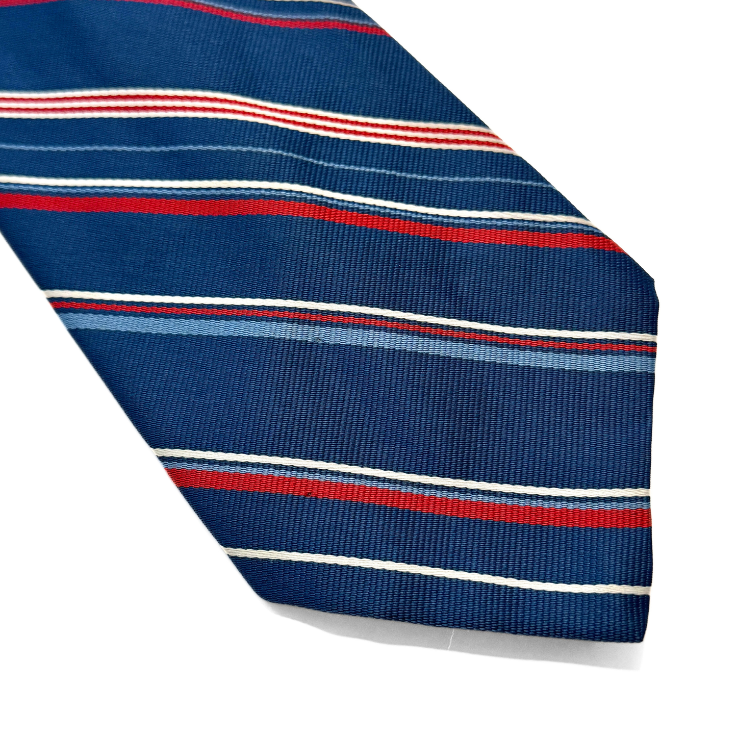1970s Blue & Red Striped Silk Tie