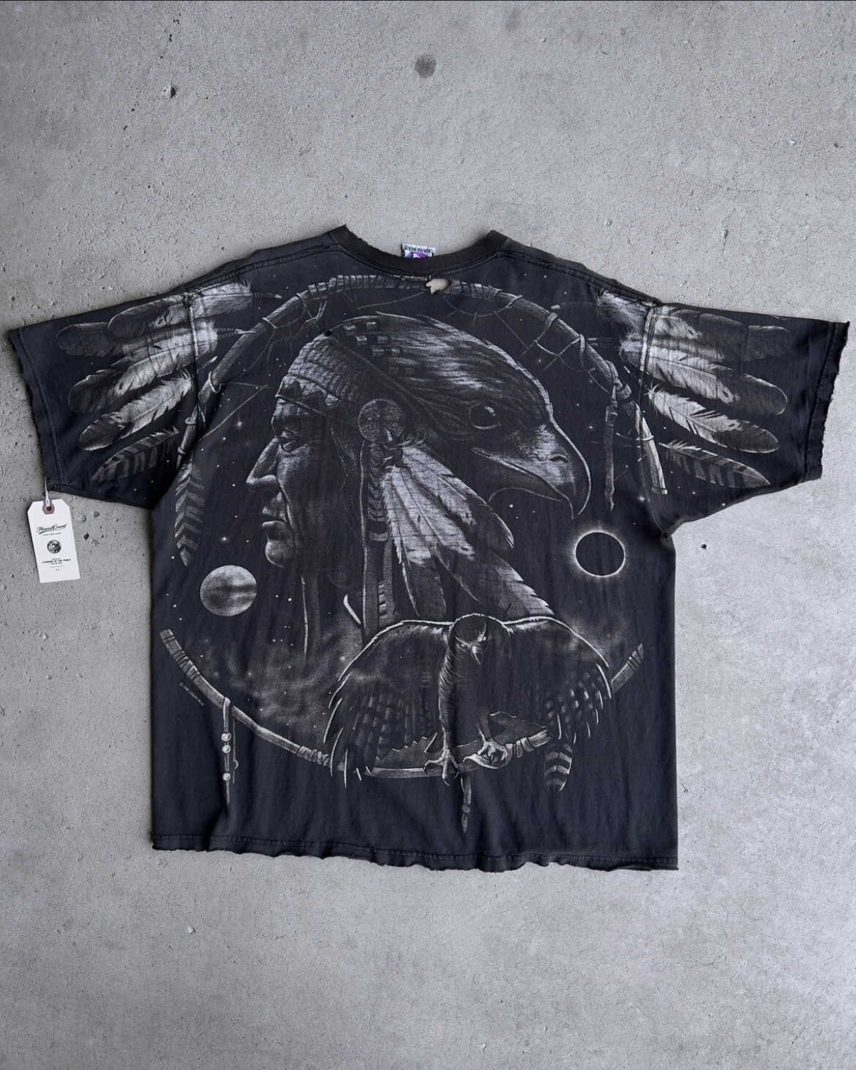 Vintage 1996 Dream Spirit Chief & Wolf Faded AOP Tee  - Shop ThreadCount Vintage Co.