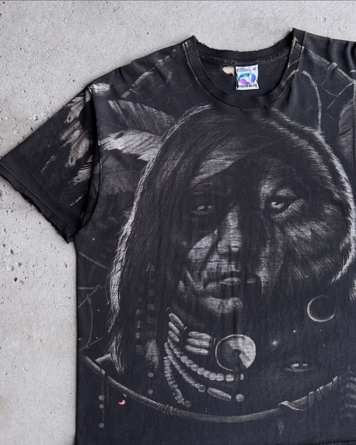 Vintage 1996 Dream Spirit Chief & Wolf Faded AOP Tee  - Shop ThreadCount Vintage Co.