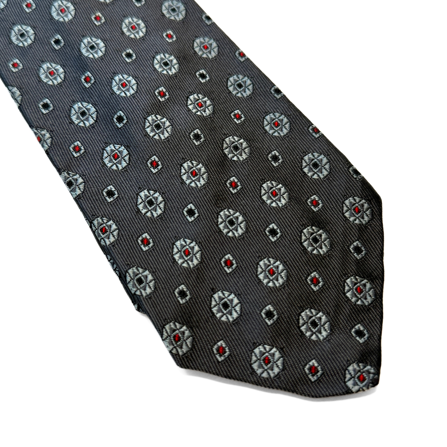 1960s Dark Grey Geometric Tie