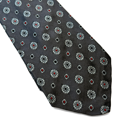 1960s Dark Grey Geometric Tie