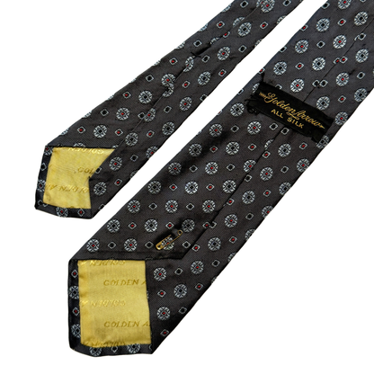 1960s Dark Grey Geometric Tie