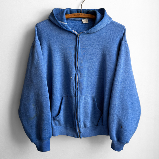 1980s Faded Blue Zip Up Hoodie