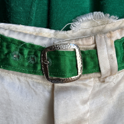 1940s Electric Green & White Basketball Jersey Set