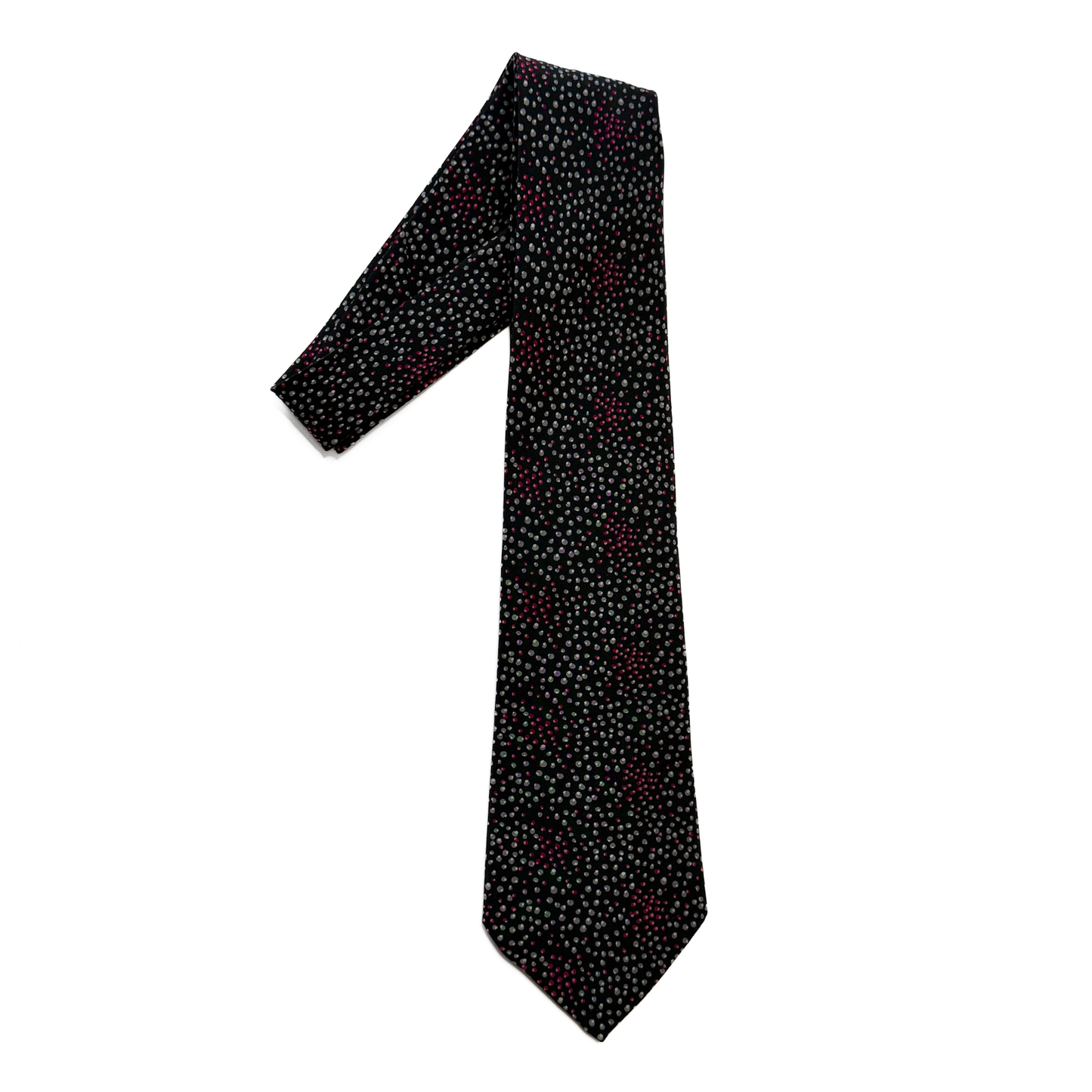 1950s Black & Red Dot Print Silk Tie