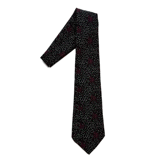 1950s Black & Red Dot Print Silk Tie