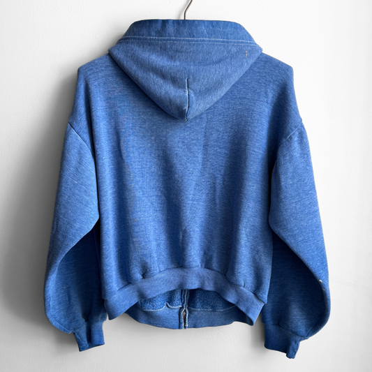 1980s Faded Blue Zip Up Hoodie