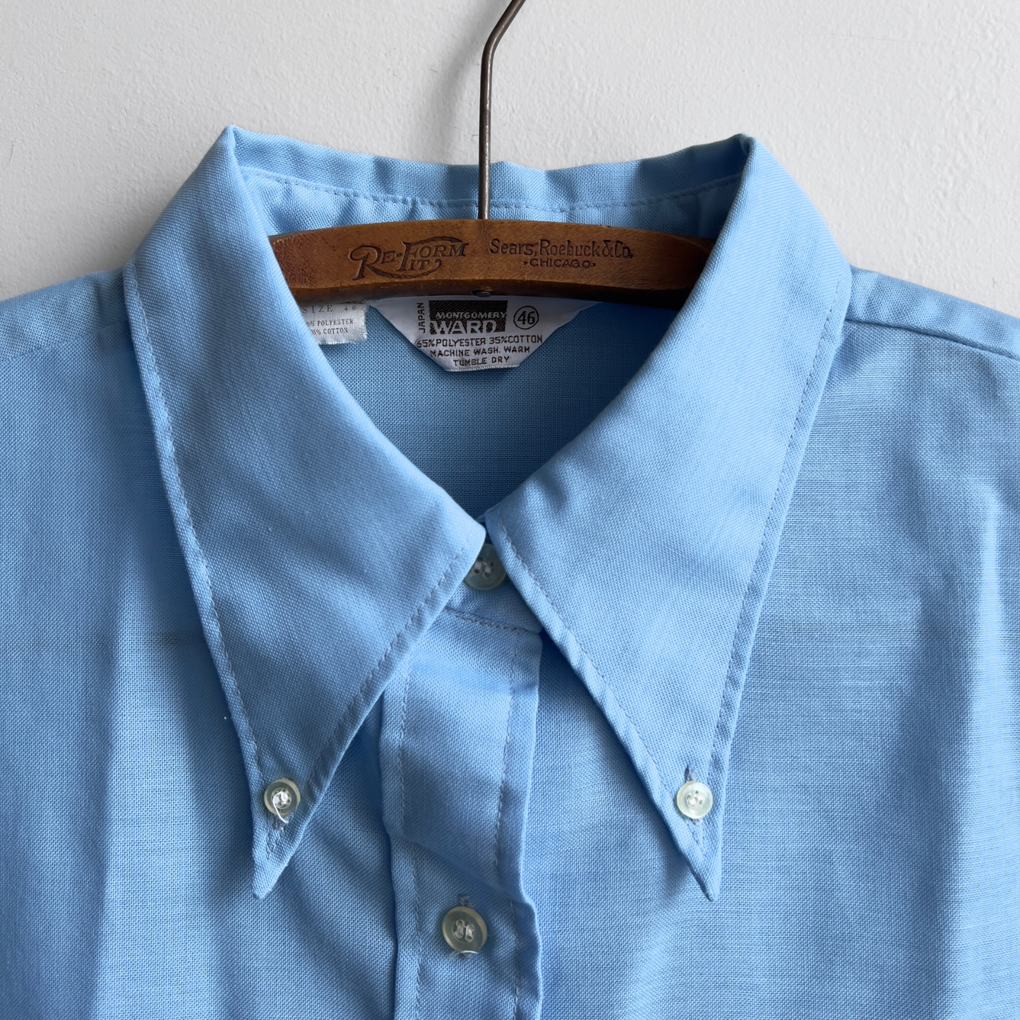 Vintage 1970s Womens Light Blue Casual Button Down Dress Shirt  - Shop ThreadCount Vintage Co.