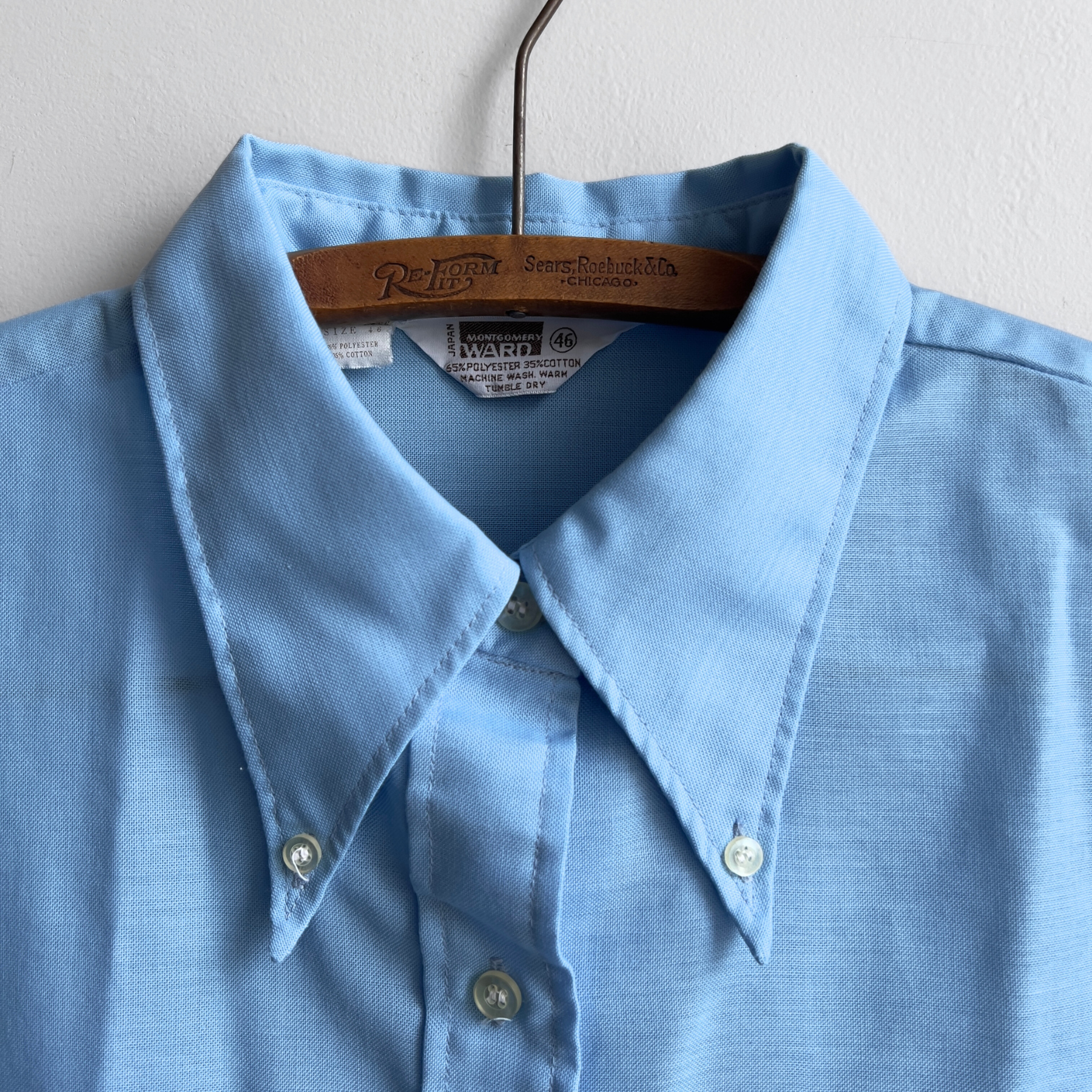 Vintage 1970s Womens Light Blue Casual Button Down Dress Shirt  - Shop ThreadCount Vintage Co.