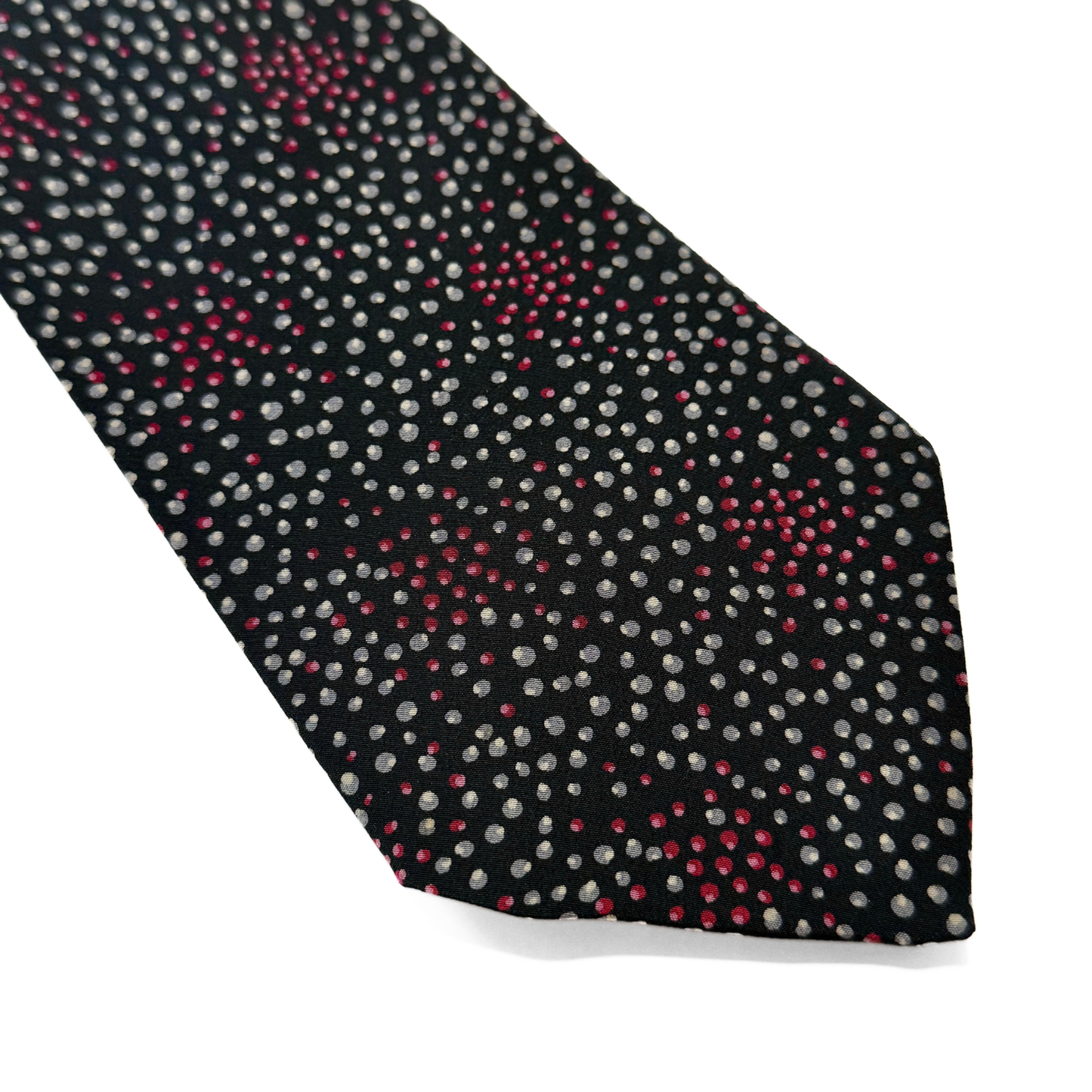 1950s Black & Red Dot Print Silk Tie