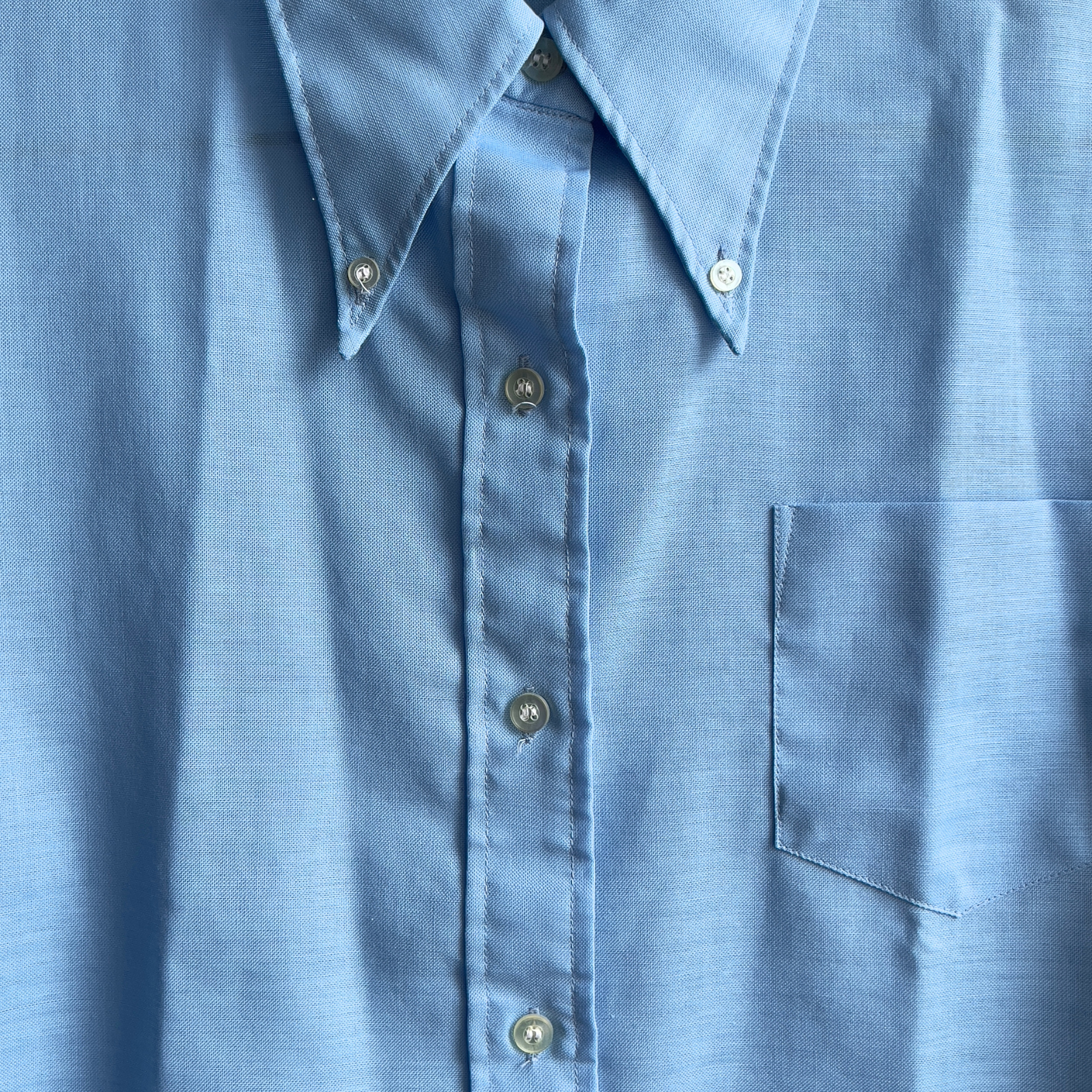 Vintage 1970s Womens Light Blue Casual Button Down Dress Shirt  - Shop ThreadCount Vintage Co.