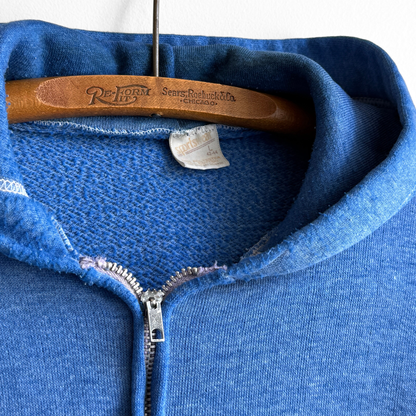 1980s Faded Blue Zip Up Hoodie