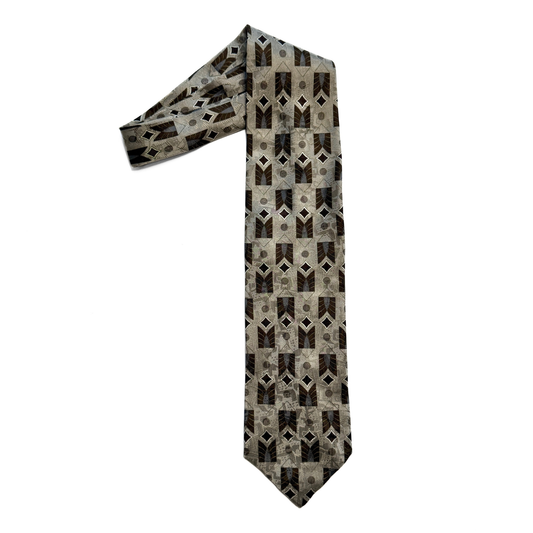 1950s Geometric Print Silk Tie