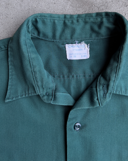 Vintage 1960s Oshkosh Ocean Green Mechanics Shirt  - Shop ThreadCount Vintage Co.