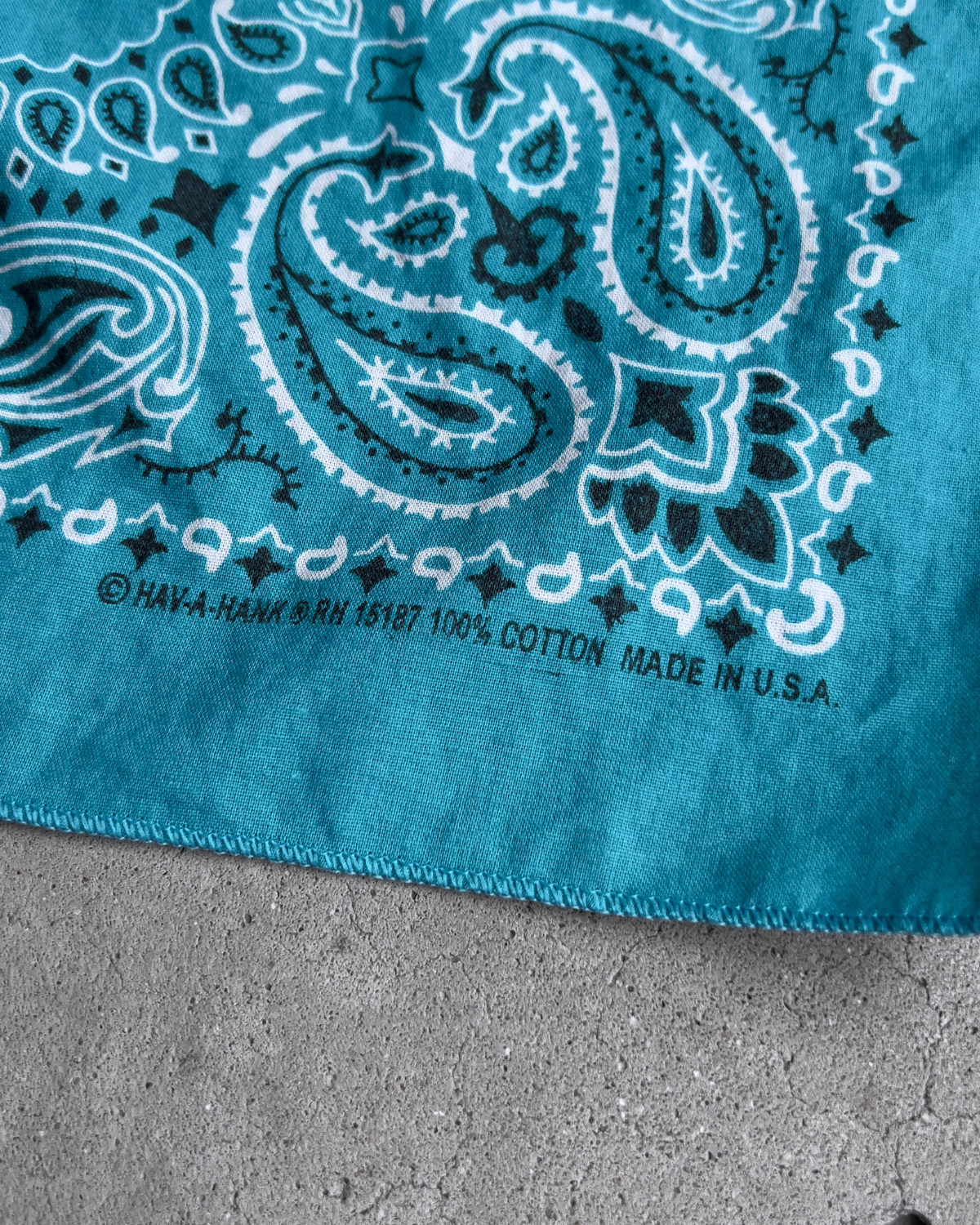 Vintage 1980s Turquoise Blue Paisley Print Bandana  - Shop ThreadCount Vintage Co.