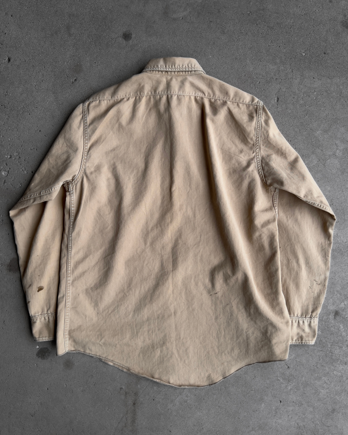 Vintage 1950s Khaki Cotton Twill Work Shirt  - Shop ThreadCount Vintage Co.