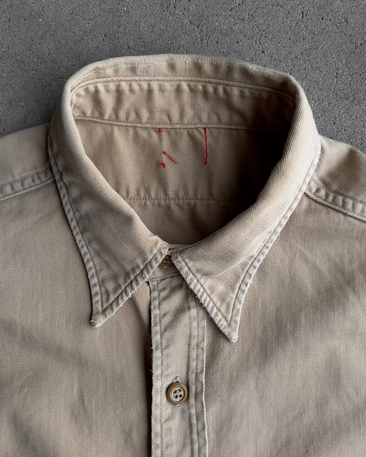 Vintage 1950s Khaki Cotton Twill Work Shirt  - Shop ThreadCount Vintage Co.