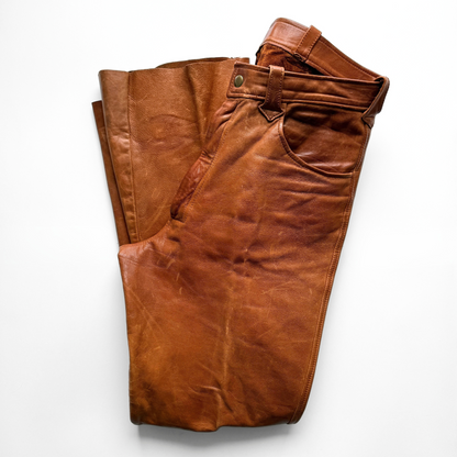 1960s Brown Genuine Leather Handmade Western Pants  - Shop THREADCOUNT Vintage Co.
