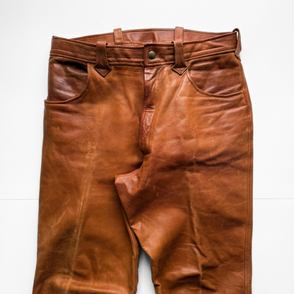 1960s Brown Genuine Leather Handmade Western Pants  - Shop THREADCOUNT Vintage Co.