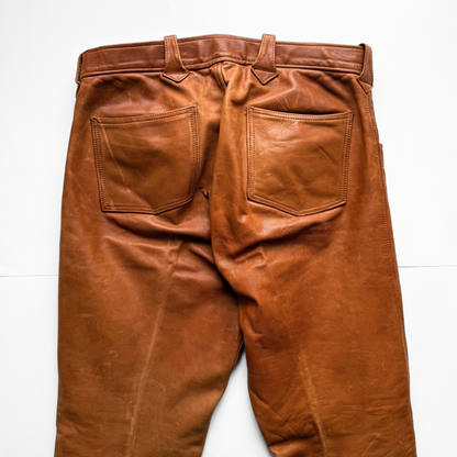 1960s Brown Genuine Leather Handmade Western Pants  - Shop THREADCOUNT Vintage Co.