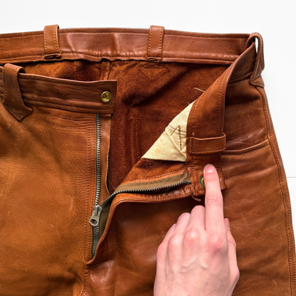 1960s Brown Genuine Leather Handmade Western Pants  - Shop THREADCOUNT Vintage Co.