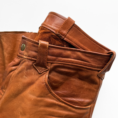 1960s Brown Genuine Leather Handmade Western Pants  - Shop THREADCOUNT Vintage Co.