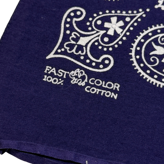 1960s Navy Blue Paisley Print Cotton Bandana