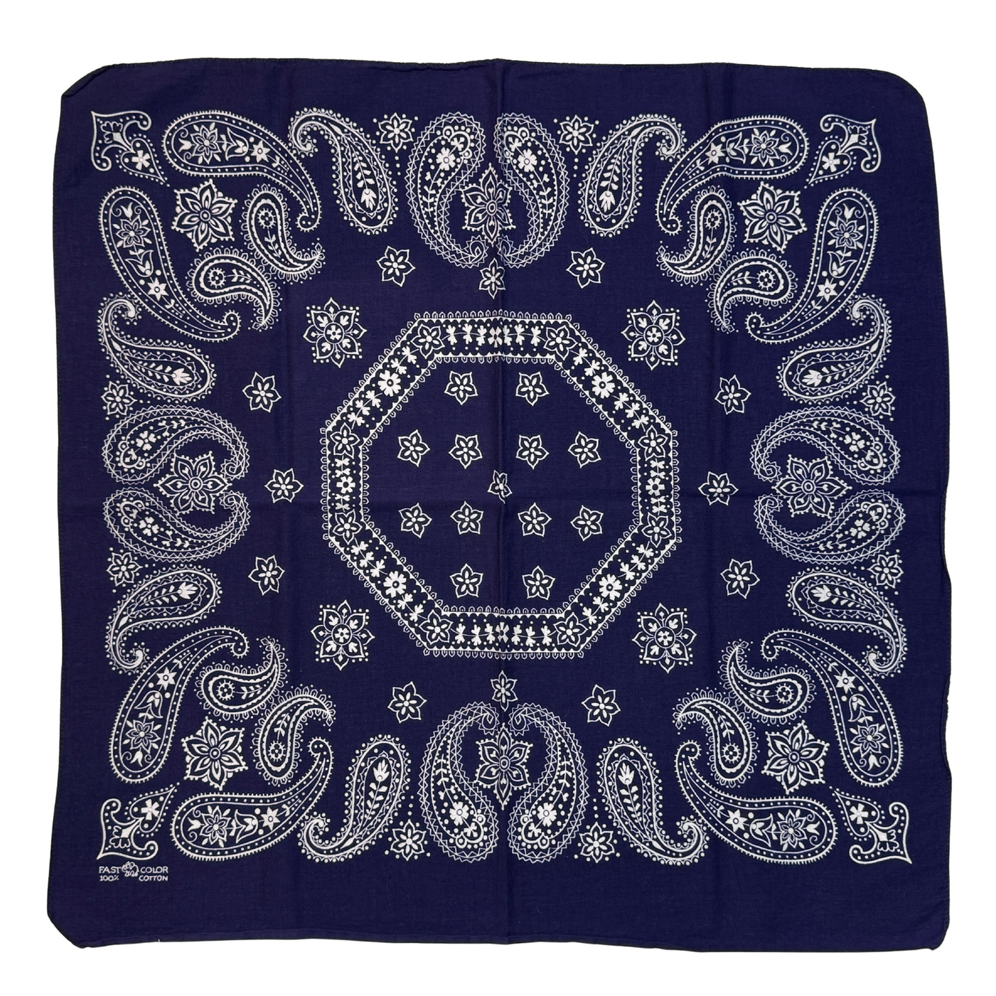 1960s Navy Blue Paisley Print Cotton Bandana