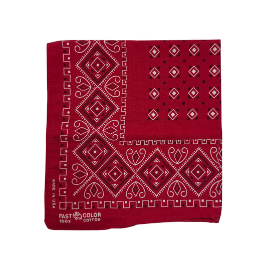 1960s Red Paisley Print Cotton Bandana