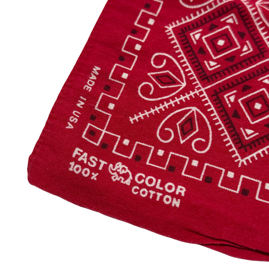 1960s Red Paisley Print Cotton Bandana