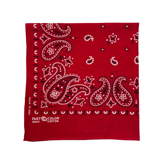 1960s Red Paisley Print Cotton Bandana