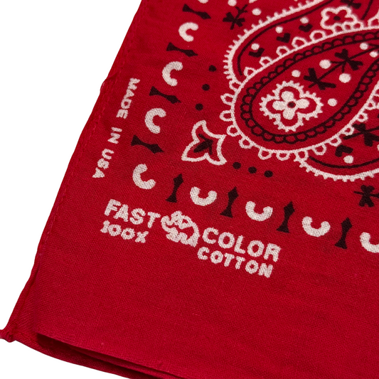 1960s Red Paisley Print Cotton Bandana