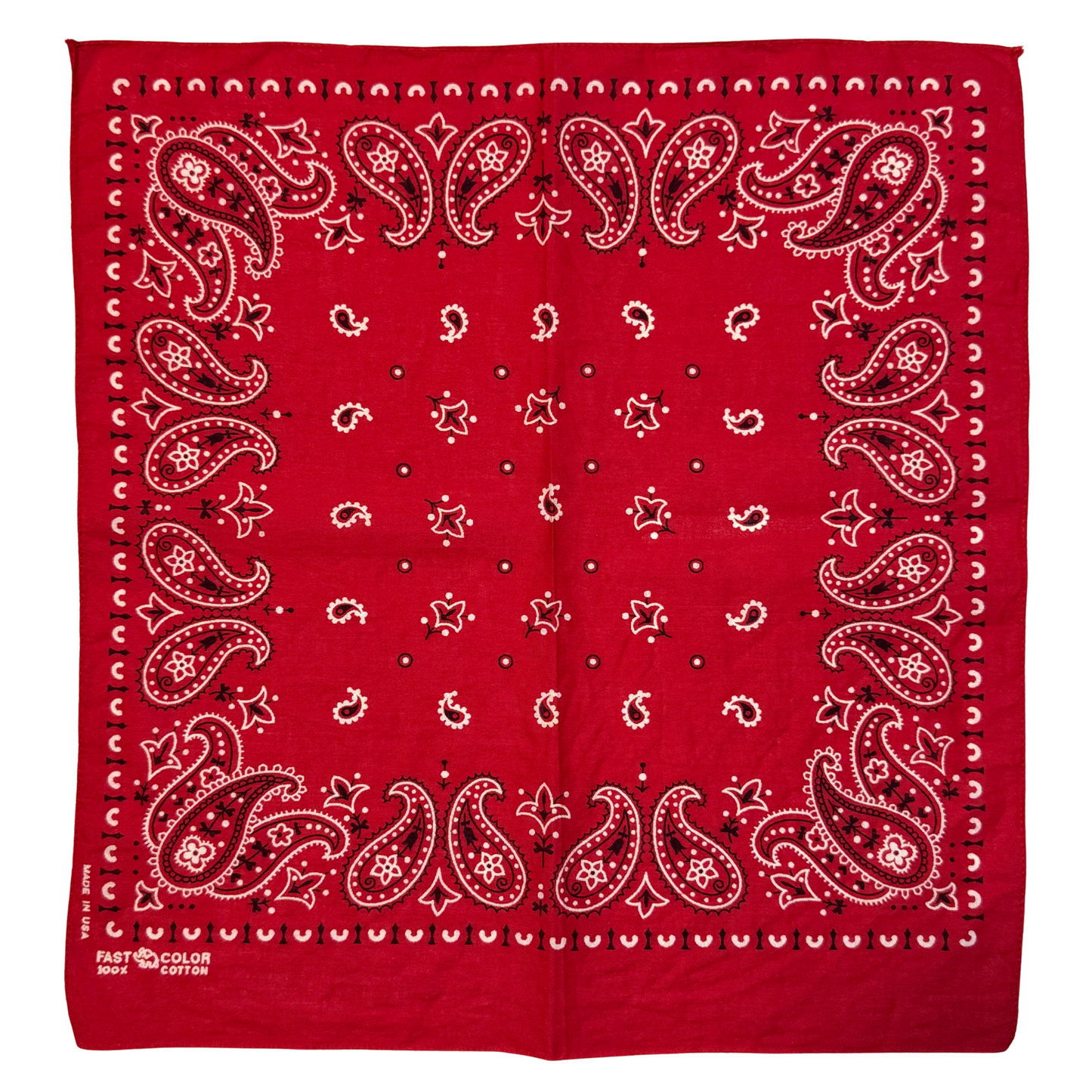 1960s Red Paisley Print Cotton Bandana